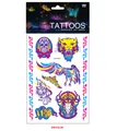 Tatouages temporaires d'animaux fluorescents pour Halloween, aigle et crâne - Série Animale (DWYG09)