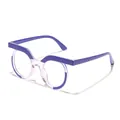 Fashionable retro round glasses featuring a blue and clear plastic frame design. - Blue and Transparent Anti-Blue Light