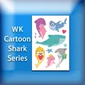 Vibrant cartoon shark temporary tattoo stickers set featuring cute sea animals for kids - Colorful Shark Style (WK-161) / 7.5x11cm