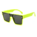 Gafas de sol cuadradas oversize amarillo neón de tendencia con lentes oscuras - Montura Cuadrada de Tendencia de Gran Tamaño / Amarillo Fluorescente Lentes Grises