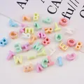 Cuentas de letras acrílicas con baño UV iridiscente para joyería DIY y colgantes. - 1 Pieza / Color Sólido Luminoso UV