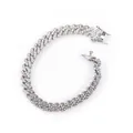 Collana a catena cubana da 9mm con strass a fila singola per stile hip hop e punk chic - Bracciale (20cm) / Argento