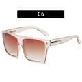 Modische übergroße quadratische Sonnenbrille mit braunen Verlaufsgläsern und Rahmen - Champagnerrahmen Braune Linse (97077)