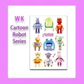Colorful cartoon robot temporary tattoo sheet for kids 80-100 characters - Robot Style (WK-081) / 1 Piece