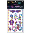 Planche de tatouages temporaires fluorescents d'animaux : perroquet, hibou, scorpion - Série Animale (DWYG12)