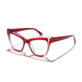 Modische rote Cat-Eye-Brille mit Blaulichtfilter für Damen für den täglichen Augenschutz - Transparentes Rot