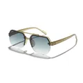 Kids pilot sunglasses featuring blue gradient lenses and transparent yellow frames - Transparent Brown Frame Gradient Green