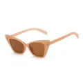 Fashionable vintage cat-eye sunglasses featuring a stylish beige frame and protective brown lenses - Jelly Tea