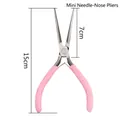 Alicates de punta fina de acero rosa con mango de PVC para crear joyas artesanales - Mini Alicates de Punta de Aguja / 15cm / Rosa