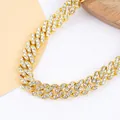 Squisita collana a catena cubana placcata oro 9mm con strass scintillanti a fila singola - Collana (40cm) / Oro