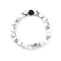 Elegantes Naturstein-Perlenarmband mit weißem Marmormuster und schwarzem Akzent - Weißer Landkartenstein Stil
