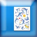 Children's temporary tattoo sheet featuring cute cartoon shark illustrations in blue - Ocean Fun Shark (WK-163)