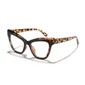 Stylische Cat-Eye-Brille mit Blaulichtfilter in Schildpatt-Optik und Schwarz für Damen. - Schwarze Schildpatt