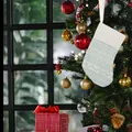 Light blue knitted Christmas stocking hanging on a festive decorated tree as a gift bag - 14*9*0.8cm / Light Blue