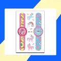 Colorful cartoon unicorn watch temporary tattoo stickers set for kids creative play - Unicorn Watch Style (WK-196) / 1 Sheet