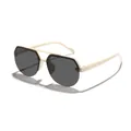 Stylish and fashionable children's double-bridge aviator sunglasses with cream frames - Apricot Frame Gray Lens