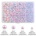 Caja de 12 rejillas de perlas de imitación en degradado para accesorios de joyería DIY - Juego de caja de almacenamiento de 12 compartimentos / Degradado