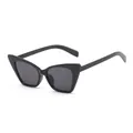 Trendy vintage cat-eye sunglasses featuring a classic black frame and dark UV lenses - Bright Black / Gray