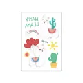 Cute cartoon llama and cactus temporary tattoo stickers for children in soft pastel colors. - Cute Alpaca Pattern (WY-001) / 7.5x11cm