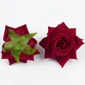 Pair of artificial red silk flower heads for DIY crafts, headwear, and wedding decor - Style No.2 Flannel / 7cm