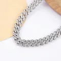 Collana catena cubana 9mm con strass a fila singola colore argento stile hip-hop - Collana (40cm) / Argento