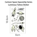 Tatuajes temporales luminosos del espacio para niños con astronauta y cohete, 10,5x6cm - Espacio luminiscente Y-011 / 6*10.5cm