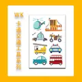 Adorable children's temporary tattoo stickers featuring cartoon cars, helicopters, and ships - Vehicle Style (WK-091) / 1 Piece