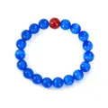 Blaues Katzenaugen-Perlenarmband mit facettierter roter Mittelperle für Damen und Herren - Blauer Katzenaugenstein-Stil