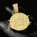 Luxurious gold-plated iced out hip-hop medallion pendant featuring King of Kings engraving - Pendant Only (Without Chain) / Gold