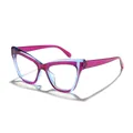 Stylische Brille mit lila und blauem Farbblock im Cat-Eye-Design, trendiges Gestell - Transparent Violett