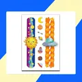 Colorful cartoon space theme temporary tattoo stickers for kids featuring watch design - Space Series Style (WK-189) / 1 Sheet
