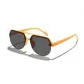 Trendy children's aviator sunglasses with orange frame and double bridge design - Orange Frame Grey Lens