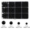Juego de perlas de imitación negras en caja de 12 rejillas para joyería DIY - Juego de caja de almacenamiento de 12 compartimentos / Negro
