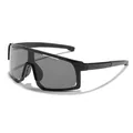 Matte black children's cycling sunglasses with large integrated frame and dark lenses - Black Frame Grey Lens (5553)