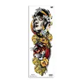 Pegatina de tatuaje temporal para brazo completo con cara de mujer, tigre y rosas amarillas. - WB-001 / 17*48 CM