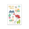 Cute cartoon llama and cactus temporary tattoo stickers for children creative body art - Decorative Alpaca Pattern (WY-002) / 7.5x11cm