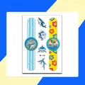 Colorful cartoon watch temporary tattoo stickers for kids with shark patterns and vivid colors - Shark Style (WK-190) / 1 Sheet