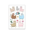 Cartoon alpaca temporary tattoo stickers for kids with cactus and flower patterns - Pink Alpaca Pattern (WY-003) / 7.5x11cm