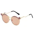 Children's polarized sunglasses with cute bear ears and gold metal frame - Curved Leg Style / Gold Frame Tea Lens