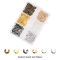 Cubre chachafrenos de metal de 4x3mm en 6 colores para joyería DIY - Juego de Cubierta de Nudos de 6 Rejillas Rectangular / 4x3mm (50 Piezas/Pack)