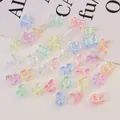 Cuentas de letras de acrílico iridiscente de colores con baño UV para joyería DIY - 1 Pieza / Hielo Translúcido