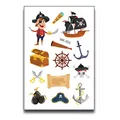 Children's colorful cartoon pirate and treasure hunt themed temporary tattoo sticker sheet - Pirate Treasure Hunt (WK-031) / 7.5x11cm