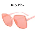 Stylish oversized square frame sunglasses in jelly pink for women with UV protection - Jelly Pink Frame Pink Lens