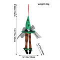 Halloween witch hat hanging decoration with striped legs and measurements, 13.77 inches height - Green