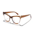 Stylish cat-eye blue light blocking glasses in brown and clear contrast color for women - Transparent Tea