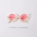 Fashionable children's metal cat-ear sunglasses with pink gradient lenses and gold frame - White Gold Frame Gradient Red