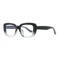 Elegant square blue light blocking glasses with black-to-clear gradient frames and rivets - Black and Transparent Frame Blue Light Blocking / Black/Clear