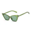 Trendy green cat-eye sunglasses with vintage lenses for chic street style fashion. - Green Frame / Green Lens