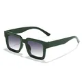 Stylish dark green square frame sunglasses with gradient lenses for UV protection - Dark Green Frame Double Grey Lens