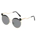 Panda-style children's polarized sunglasses featuring a gold metal frame and UV protection - Curved Leg Style / Gold Frame Black-Gray Lenses